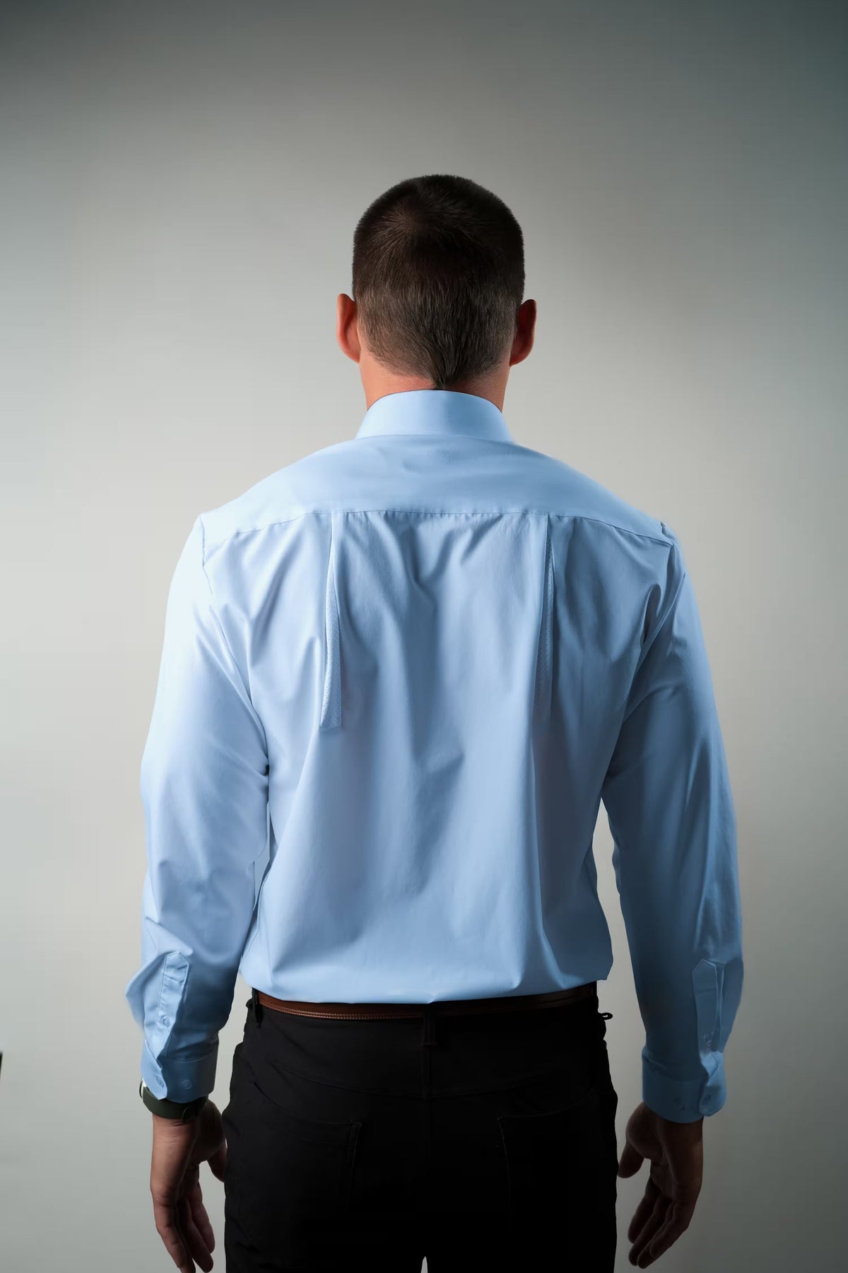 Breathable Blue Long Sleeve Dress Shirt