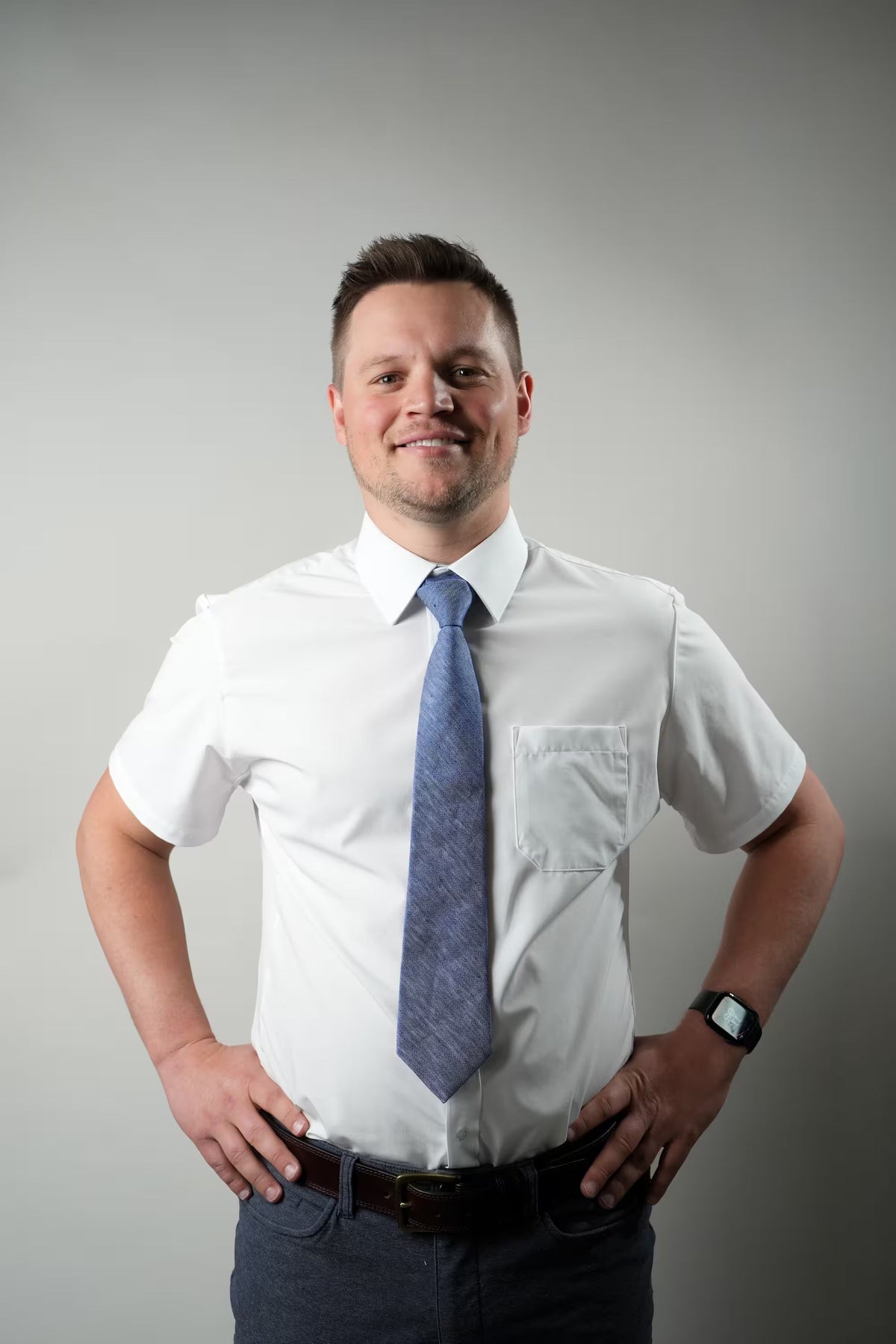 Breathable White Short Sleeve Dress Shirt