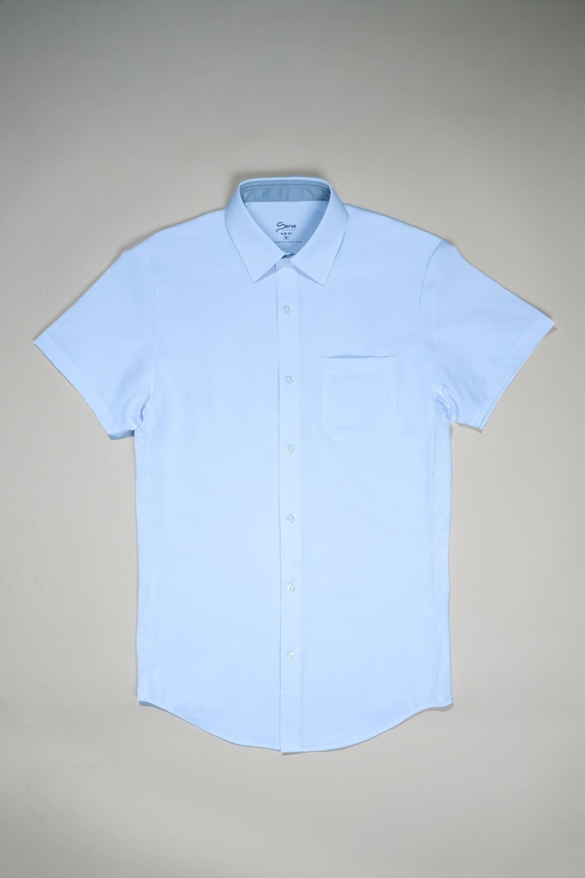 Breathable Blue Short Sleeve Dress Shirt