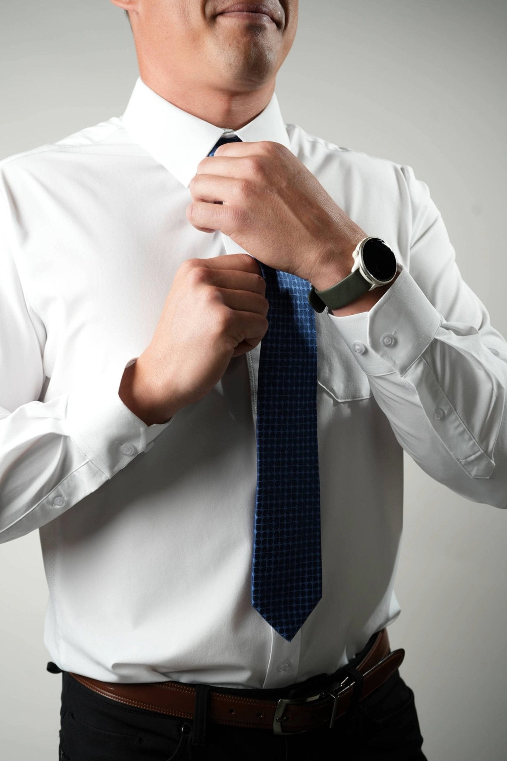 Breathable White Long Sleeve Dress Shirt